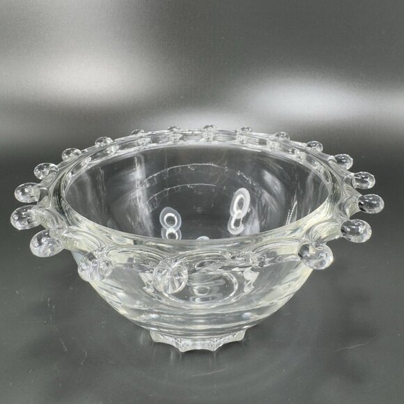 Heisey Lariat Clear Glass Dish Bowl Manganese 365nm Green UV Glow Glass AS IS - Picture 12 of 14